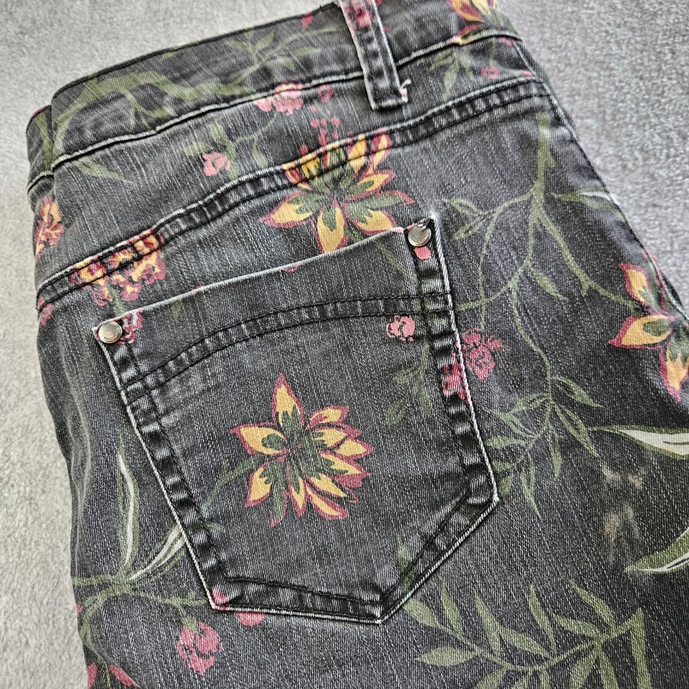 BANDOLINO | AMY | Womens Sz 12 Straight Leg Jeans Black Floral Print Whimsigoth - Picture 5 of 16